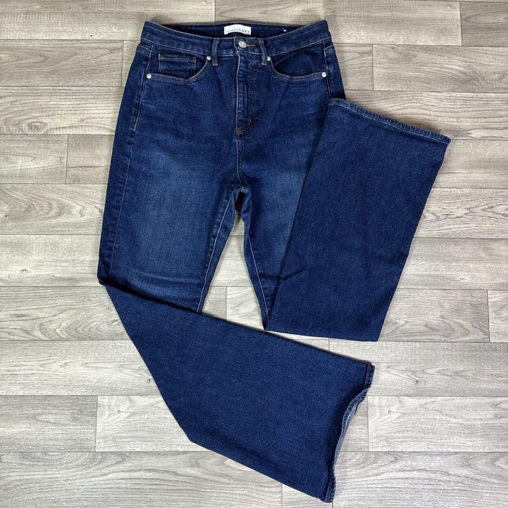 Ann Taylor Loft High Rise The Curvy Slim Flare Jeans Dark Wash sz 28/6